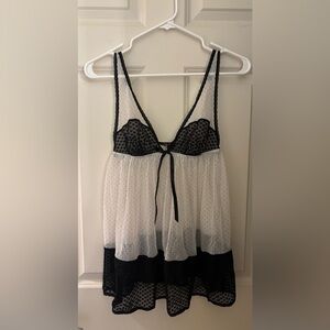 Victoria’s Secret Vintage Y2K Babydoll Slip in Black/White, Size M